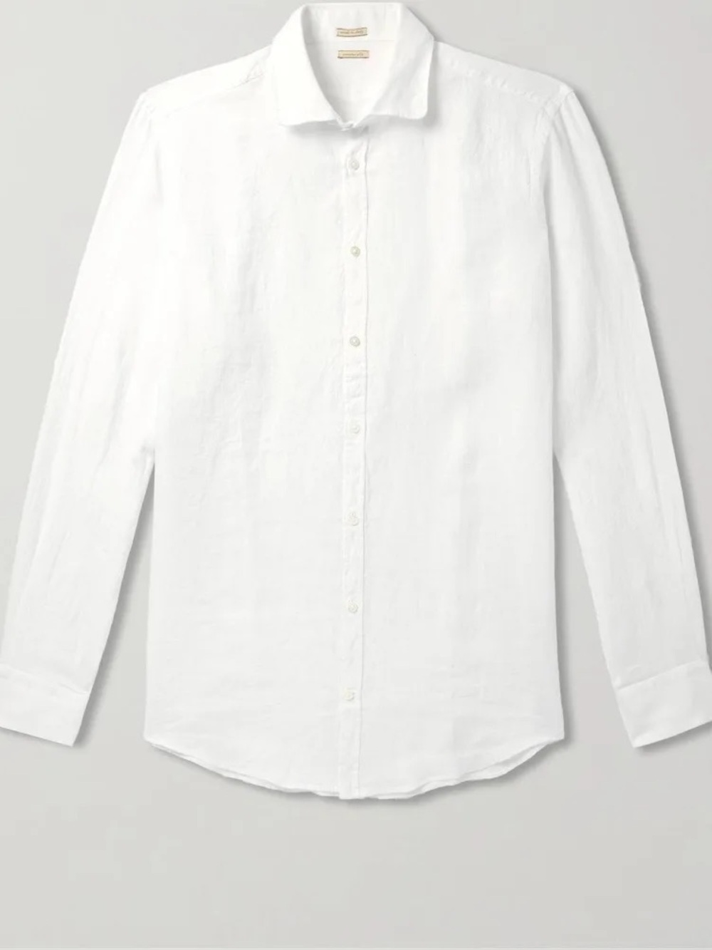 Massimo Alba White Linen Long-Sleeve Dress Shirt
